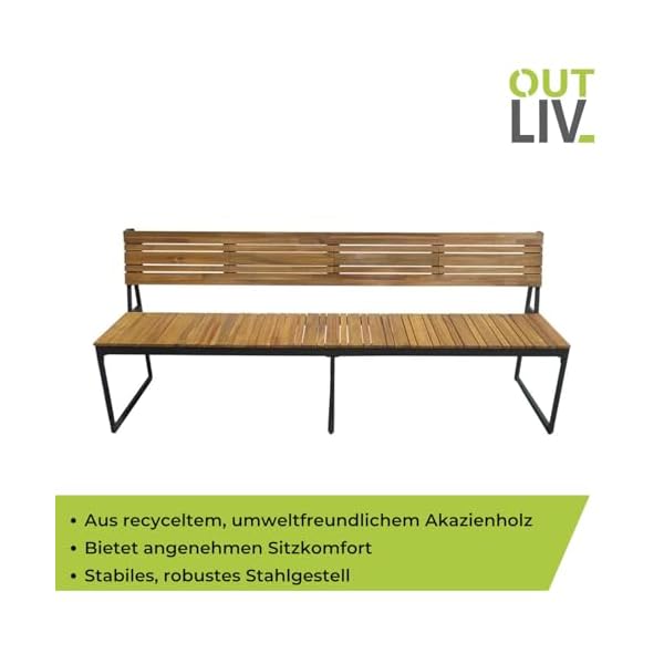 OUTLIV. Gartenbank Floris 3-Sitzer Akazie & Stahl