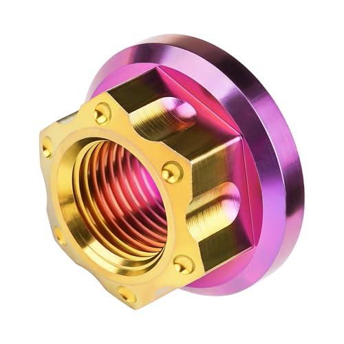 Image of Titanium M6 M8 M10 M12 M14 M16 Flange Bolt Nut Bicycle Motorcycle Rear Axle Car Modification Accessories Pack of 6 (M16 Pitch 1.5mm, Purple Gold)