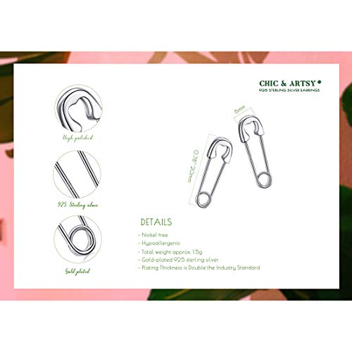 Safety Pin Earrings 925 Sterling Silver Small Heart Safety Pin Earrings For Women Paperclip Earrings Tiny Safety Pin Earrings #TOP3