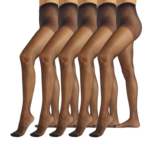 PIKY PACK 5 PAIA Collant Velato, Calze Trasparenti, Collant Donna, Calzamaglia 20 DEN | Naturale, Nero | S, M, L, XL | Made in Italy (XL, Nero)