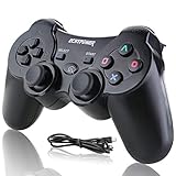 DUALMOTOR & WIRELESS VERBINDUNG: ECHTPower PS3 Gamepad mit Dualmotor bietet Ihnen ein realisches und überzeugendes Spielerlebnis an; Mit der neueste Bluetooth Wireless -Technologie garantiert der Controller Ihnen stabile und unverzögerte Verbindung! Dieser Playstation 3 Controller bietet eine Bluetooth-Reichweite von bis zu 10 Metern (32,8 Fuß), es bedeutet, dass Sie weit weg von der Spiele konsole sitzen und Spielen genießen können, ohne Datenverlust oder Signalinterferenzen zu sorgen.