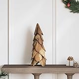 Weihnachtsbaum mit Ständer, 50 cm, Massivholz Teak, Braun, langlebig, für Innen- & geschützten Außenbereich, Moderne Weihnachtsdeko, Festliche Atmosphäre