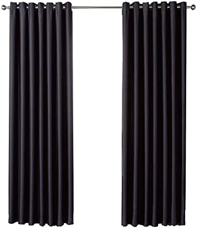 Olivia Rocco Blackout Eyelet Curtains Black Out Thermal Ring Top Curtain Pair Window Treatment Living Room Bedroom, 46" (Width) x 54" (Drop) Black