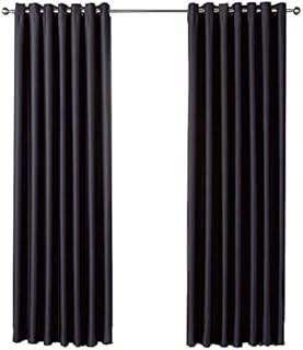 Olivia Rocco Blackout Eyelet Curtains Black Out Thermal Ring Top Curtain Pair Window Treatment Living Room Bedroom, 46" (Width) x 54" (Drop) Black