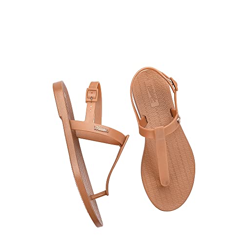 Sandália Sun Ventura Metallic, Melissa, Feminino, Bege Amêndoa, 37