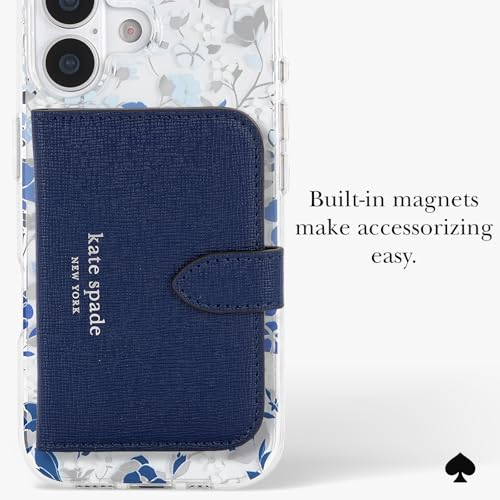 Image of kate spade new york iPhone 17 Case - Flowerbed Blue Gems | Compatible with MagSafe - Lightweight Designer Case for iPhone 17 with Anti-Scratch Coating and Flowerbed Blue Design