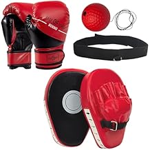 3-in-1 Kids Boxing Gloves and Punching Mitts Set, Boxing Pads with Boxing Reflex Ball, Kids Boxing Equipment Set for MMA Training, Muay Thai, Karate, Taekwondo