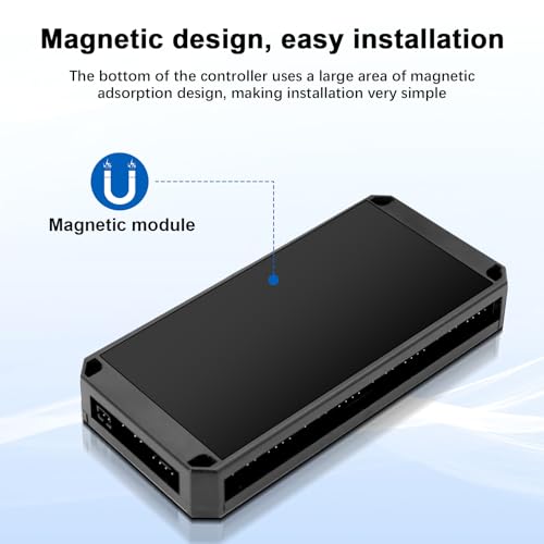 2-en-1 ARGB PWM Fan Hub con controlador，AYWHP RGB Case Fan Hub con 9 conectores PWM de 4 pines y puertos ARGB de 5 V de 3 pines（blanco） - imagen 7