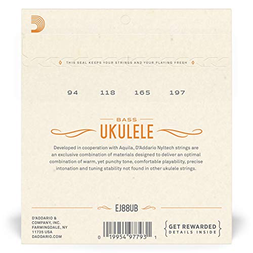 Image of D'Addario Bass Ukulele Strings, Nyltech, EJ88UB, 4-String Set, Pack of 1