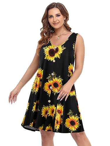 Image of BELAROI Summer Dresses for Women Beach Tshirt Sundress V Neck Casual Swing Tank Dress Swimsuit Cover Ups Pockets