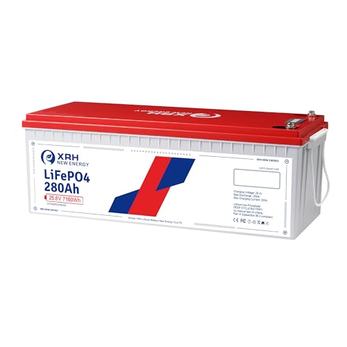 XIONGRUIHENG XRH 24V 280Ah LiFePO4 Lithium Battery, Built-in 200A BMS, 10 Years Lifetime, 4000+ Deep Cycle Battery, Perfect for RV, Solar, Marine, Home Energy Storage and Off-Grid Application