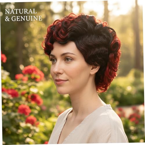 Perruque Mohawk courte bouclée synthétique cheveux femme noire