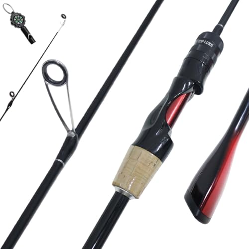KingKatch Ultralight Fishing Rod 60 UL 2-Piece Spinning & Casting Rod Carbon Graphite Lightweight Blank Sensitive Fast Action Trout Rod Black Fishing Pole with Red Triangle EVA Handle