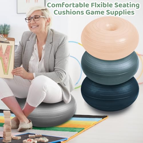 Image of Lewtemi 4 Pcs Flexible Seating for Classroom Elementary 20 Inch Yoga Ball Chair Inflatable Donut Ball Chair with Inflator for Kids Student Sensory Balance Office Exercise(Retro Color)
