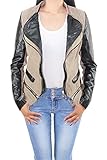 Sotala Damen Kunst Lederjacke Wildleder Look Biker Jacke Übergangsjacke 40 (L) Taupe