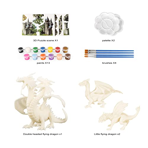 Ferthor Fun Dinosaurs Toys Diy Painting Dragon Kit Arts And Crafts Set For Kids Age 8-12 Boys And Girls Decorate And Drawing 3D Art Supplies Toys For Children Gift(3 Dinosaurs) #TOP5