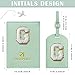 COSHAYSOO Green Initial Passport Cover Holder and Luggage Tag Set TSA Approved with Chenille Letter Patch for Women Teenage Girls, Fashion Travel Bag Backpacks Suitcase Identifier Markers (G)