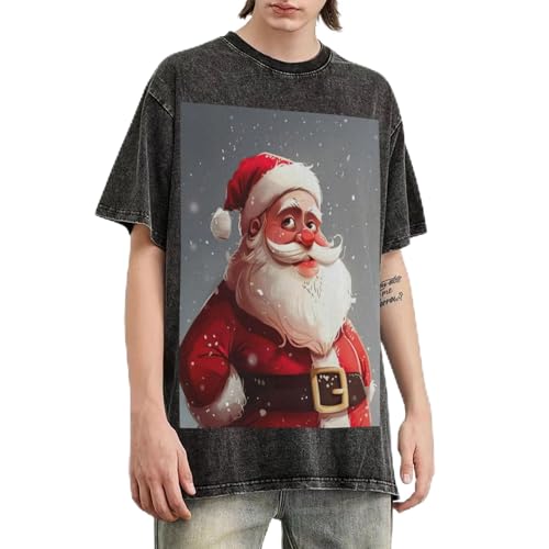 T-shirt surdimensionné homme imprimé Père Noël manches courtes coton