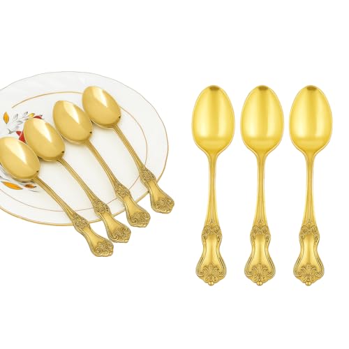 Image of Pure Brass Dessert Spoon -7 inch, Set of 6, from Indian Elements for Home, Kitchen, Restaurant Use