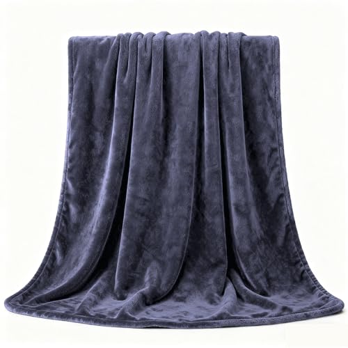 Franela Mantas 130 x 260 cm Acogedora y Ligera Colcha Multiusos para Todas Estaciones para Sofá, Cama, Viaje, Sala de Estar, Gris Oscuro