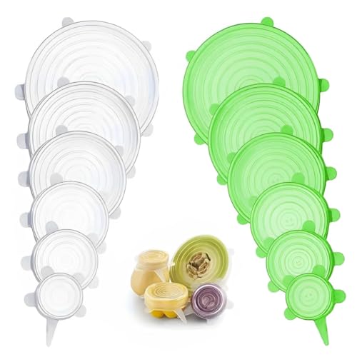 Coperchi in Silicone 12 Pezzi Coperchi in Silicone Estensibile, Riutilizzabile