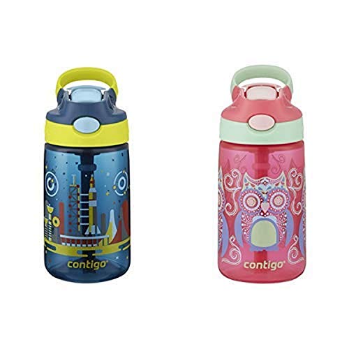 Contigo AUTOSPOUT Straw Gizmo Flip Kids Water Bottle, 14 oz, Nautical with Space