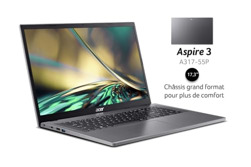 Acer Aspire 3 A317 55P C8DB Ordinateur Portable 17.3" Full HD IPS PC Portable Intel Processeur Celeron N100 Ram 4 Go SSD Intel UHD Graphics Windows 11 Famille Clavier AZERTY - vue 4