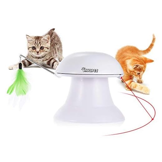 DADYPET Giochi per Gatti, Giocattolo Elettronico Automatico, Giocattolo Interattivo Gatti 2 in 1 con Piuma e Punto Luce Rosso - USB Ricaricabile (Cavo Incluso)