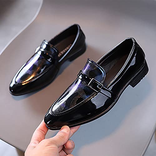 Summer and Autumn Fashion Boys Casual Leather Shoes Solid Color Lace Up Pointed Lace Up Rain Boots (Blue, 9.5-10 Years)4