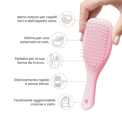Tangle Teezer Mini Ultimate Detangler - Per Capelli Bagnati E Asciutti - Spazzola Districante Per Tutti I Tipi Di Capelli - Spazzola Tascabile Da Viaggio Perfetta Per Bambini - Rosa Cipria - 4