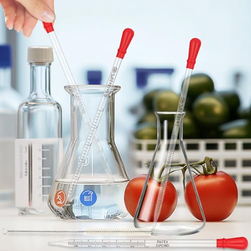Transfer Pipette 0.5ml 1ml 2ml 3ml,Glas Pipetten,Glaspipette mit Bürsten,Glas Pipette Dropper,Measuring Pipettierer,Tropfpipette für Labor Lebensmittel Forschung Medizin Schule