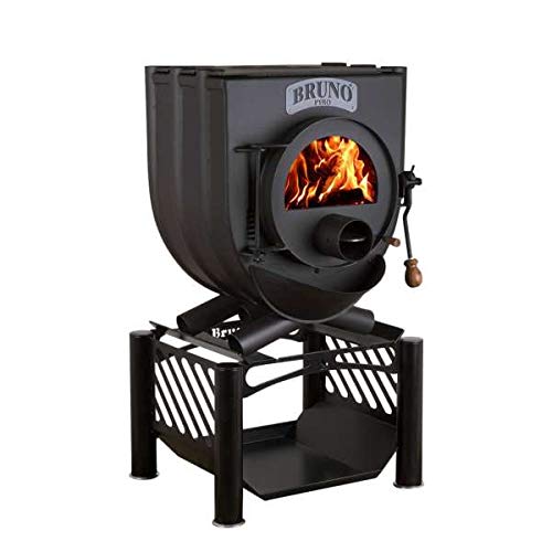 Werkstattofen Bruno Pyro I mit Herdplatte - 13 kW Warmluftofen - Energieeffizienzklasse A - Zulassung für Deutschland und Schweiz - BimSchV (Untergestell Compakt, ohne Seitenverkleidung)