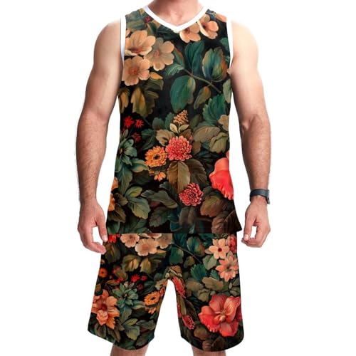 Combinaison de basket-ball uniforme d'équipe artistique vintage floral taille 5XL