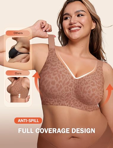 Image of LetsJoli Bras for Women Supportive Wireless Push Up Bra Full Coverage No Underwire Seamless Plus Size for Older Women