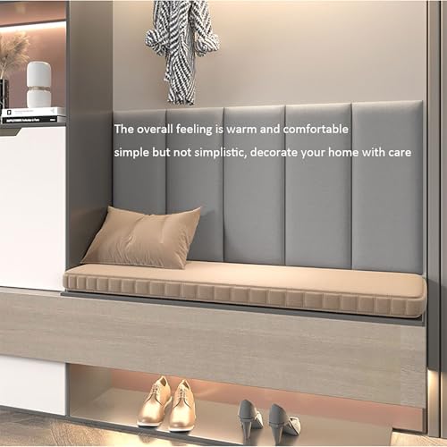 Paneles de pared tapizados autoadhesivos y cabecero acolchado gris para cama 6