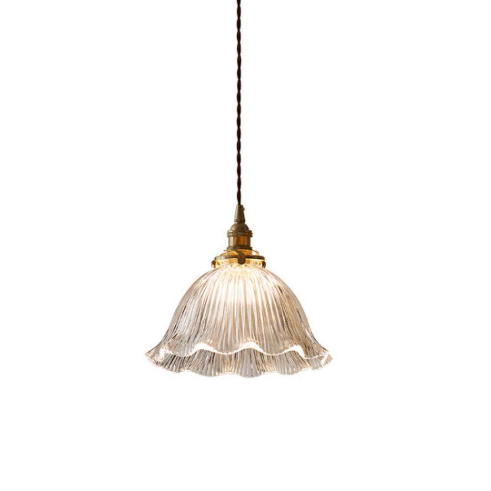 NZDY Glass Pendant Light E14 Base Chandelier Fitting Transparent Petal Glass Ceiling Lamp Fixture Brass Holder Modern Chandelier Restaurant Tea Room Cafe Hanging Lamp