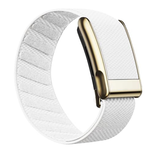 AR LABS SuperKnit Luxe WHOOP 5.0 Peak/One & MG Compatible Band | Premium Ultra-Soft Weave | Stainless Steel Precious Metal PVD Treated | Includes Hook Clasp & Slider (Arctic White & Gold)