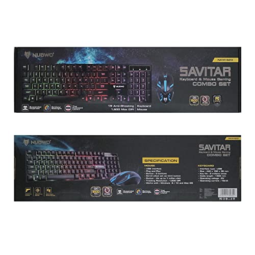 Image of NUBWO NKM-623 SAVITAR Gaming Keyboard and Mouse Wired Set (Black)
