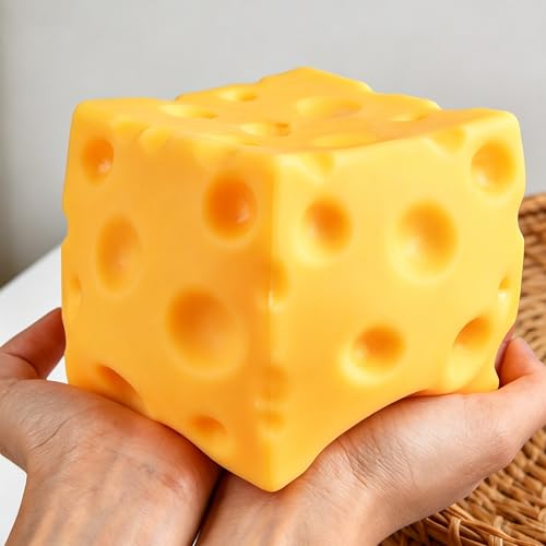 Cheese Squishy XXL Käse Squishy Antistressball 10cm Squishies Cheese Quetschball Realistische Slow Rising Stressabbau Anti Stress Spielzeug für Kinder und Erwachsenen
