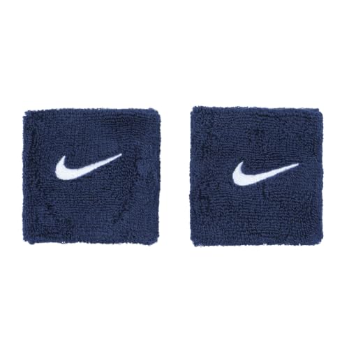 Nike Swoosh Classic Wristbands 2er Pack Schweißbänder Tennis Fitness Running Handgelenkbänder Sport, College Navy/White, One Size – Ansicht 3