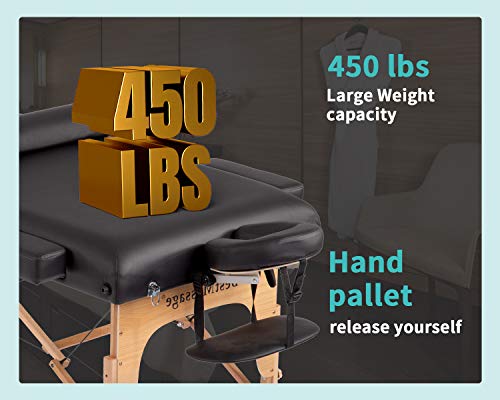 Massage Table Massage Bed Spa Bed Height Adjustable 77-86 Inches Long 30 Inches Wide Salon Bed 2 Fold 4 Inches Thick Foam Pad Portable Massage Table W/Carry Case Bolster #TOP3
