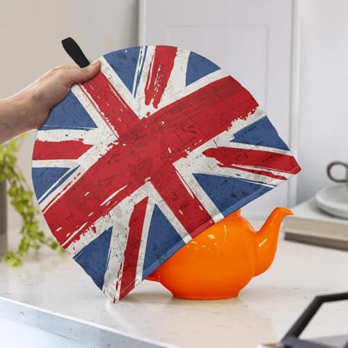 Image of Union Flag Teapot Cover for Kitchen Accessories Dust Proof Tea Pot Cozy for Keeping Warm Extra Thick Machine Washable Coffee Pot Cloth Covers