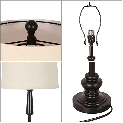 image for hykolity Traditional 3 Piece Table Floor Lamp Set Dark Bronze Metal Oa