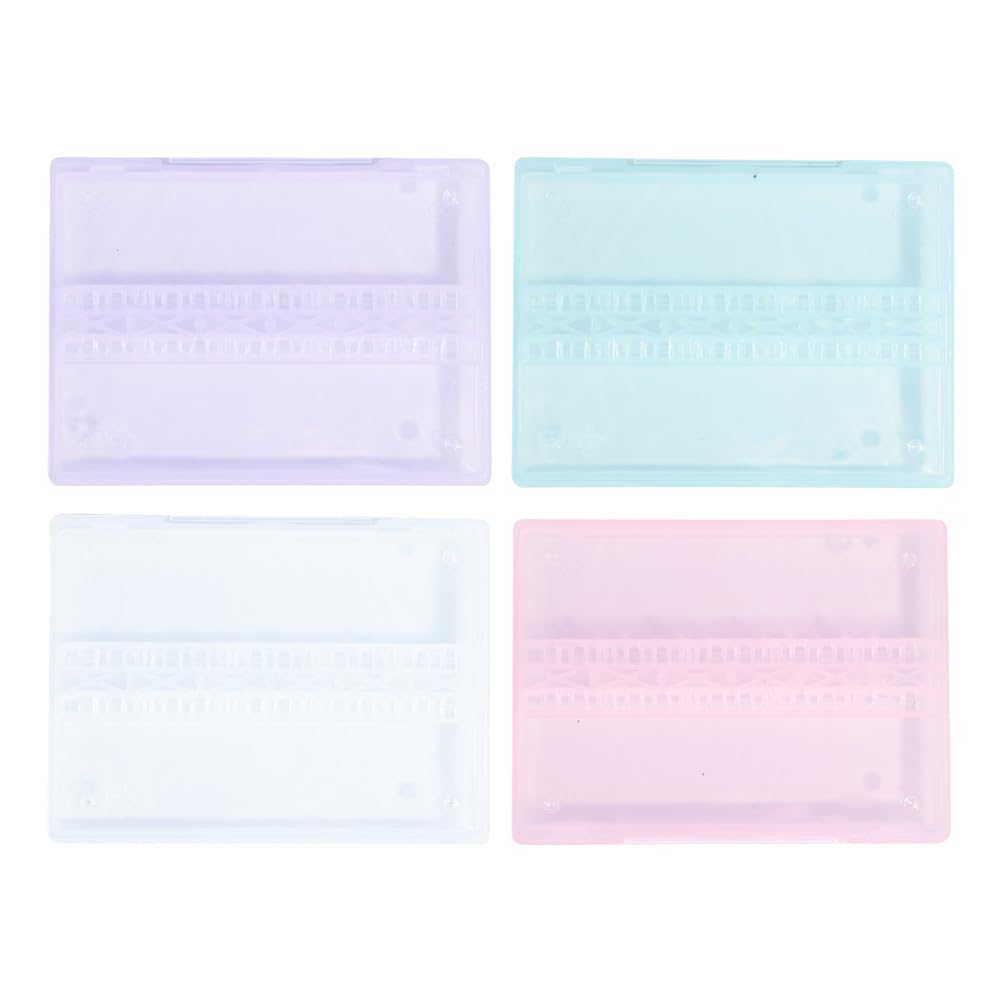 FOMIYES Nail Drill Bits Cases Nail Drill Box Manicure Case: 4pcs 14 Grids Nails Drill Bits Storage Box Nail Polishing Heads Display Container Holder for Grinding Heads Drill Storage Box