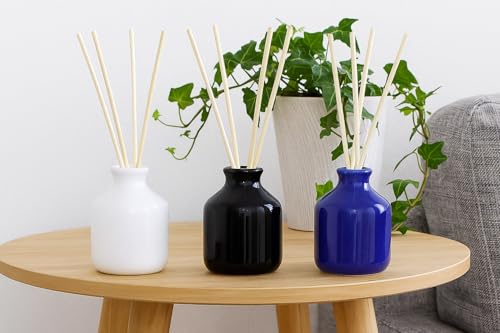 Image of Mkd2 Rise Ceramic Reed Diffuser Pot I Empty Aroma Pot - Set of 3 (Black, White & Blue) for Home Fragrance, Decor, Decoration