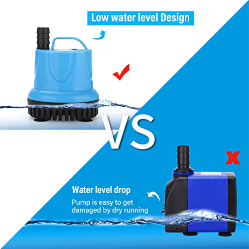 Image of Qpets 1800L /H Submersible Water Fountain Pump, Mini Aquarium Air Pump for Pond, 25W Power Large Water Pump for Fountain, Water Circulation Pumps with Suction Cup Bottom for Fish Garden