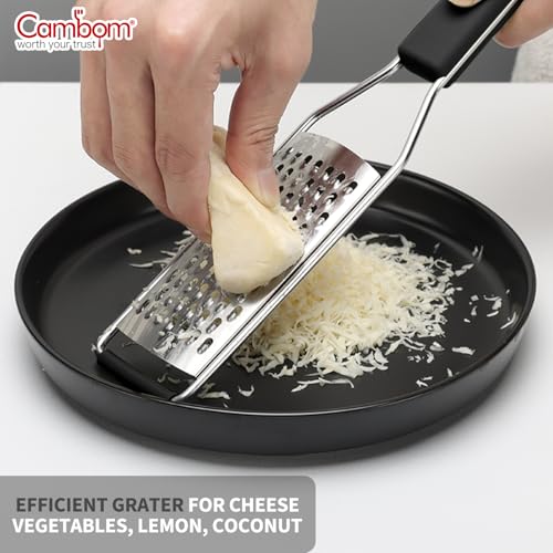 Image of Cambom Cheese Grater Lemon Zester, Graters for Parmesan Cheese, Lemon, Citrus, Garlic, Nutmeg, Chocolate, Fruits, Vegetables, Ginger, Vegetable & Cheese Shredder with Stainless Steel Coarse Blade