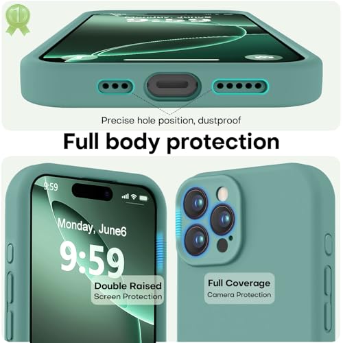 Image of LOVE 3000 Designed for iPhone 16 Pro Max Case, Premium Silicone with [Soft Anti-Scratch Microfiber Lining] Shockproof Protective Phone Case for Holsters 6.9 inch, Pine Green