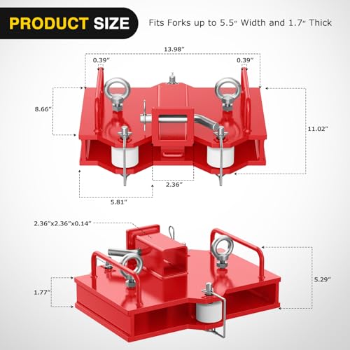 Image of Nilight Forklift Trailer Hitch Attachment Fits 2 Inch Receiver 6500 LBS Capacity Clamp on Dual Pallet Forks Forklift Tow Hitch Attachment Universal Forklift Ball Hitch Mount Trailer Towing Adapter