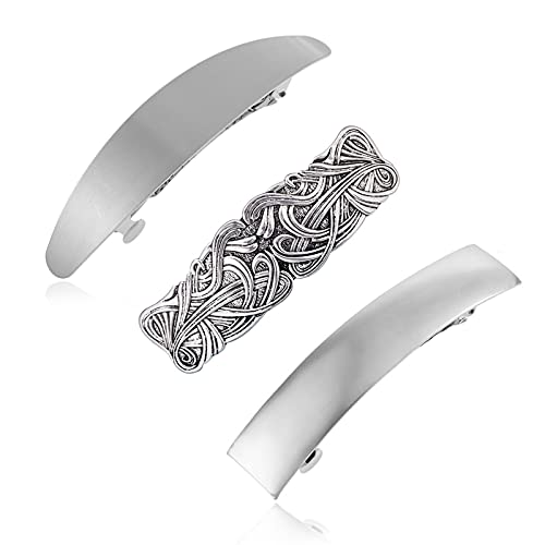 Set de 3 Pinzas de Pelo Largas y Delgadas Hechas a Mano, Cierre de Metal Estilo Francés para Mujeres y Niñas miniatura 1